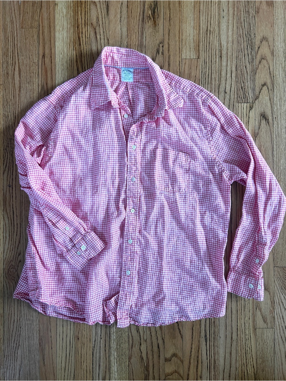 Brooks Brothers Irish Linen Red Gingham Shirt sz XXL